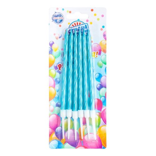 Свечи декоративные Небесно-голубые 14 см 6 шт 7597564