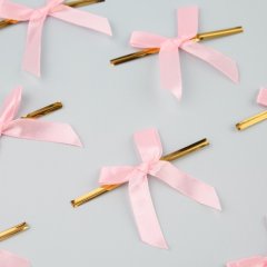 Твист-лента с бантиком розовым 8 см 10 шт 