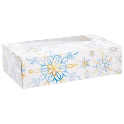 Коробка на 4 эклера и эскимо с окном "Снежинки" 25х15х7 см 7036381