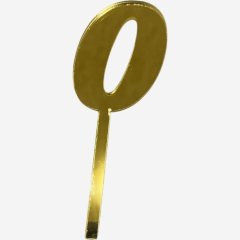 Топпер декоративный акриловый "Цифра 0" Золото 9,5х3,5 см 