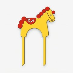 Топпер декоративный акриловый "Лошадка" Золото-красный 6 см ТСК448