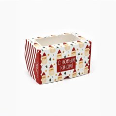 Коробка на 2 капкейка "Новый год" 10х16х10 см 10864608	