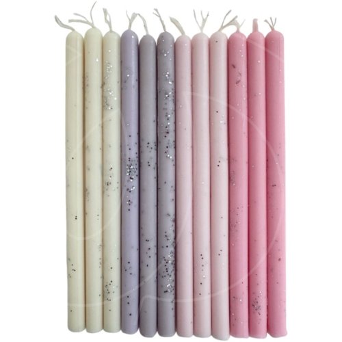 Свечи декоративные для бенто-торта Белый, розовый, сиреневый 12 шт 00091