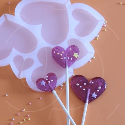 Форма силиконовая для леденцов "Сердечки" 6 шт 01150, СФ-161; 7059219