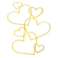 Топпер декоративный акриловый "Сквозные сердца" Золото ТОП-45