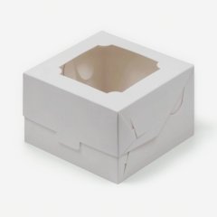 Коробка для бенто-торта с окном белая 12х12х8 см 070600 ф