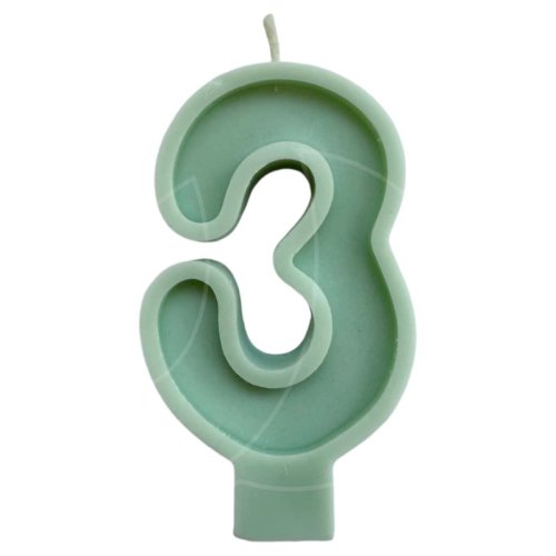 Свеча декоративная Цифра "3" Зелёная 