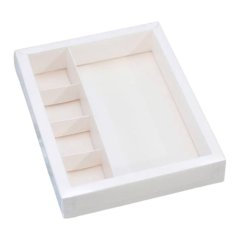 Коробка на 4 конфеты и шоколадную плитку с окном белая "КУ-766  КУ-00766 "