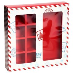 Коробка на 8 конфет и плитку шоколада с окном "Новогодняя посылка" 17,7х17,8х3,8 см 10449261