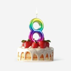 Свеча декоративная Цифра "8" Шар Радуга 5311075