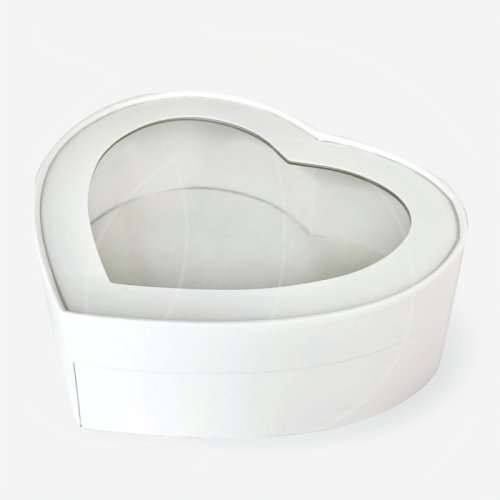 Коробка для сладостей с окном "Сердце" Белая 21,5х18х5,5 см 071300