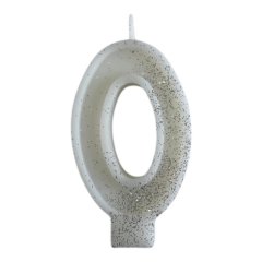 Свеча декоративная Цифра "0" Блёстки 