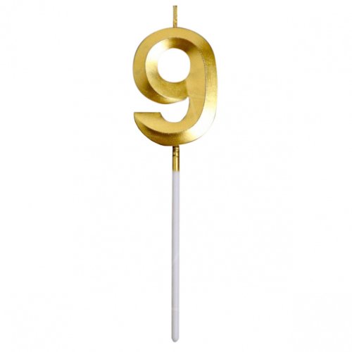 Свеча декоративная Цифра "9" Золотая 5276861; 5572733