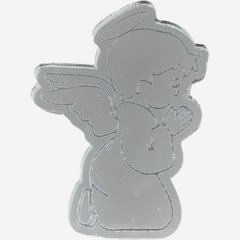 Топпер декоративный акриловый "Ангелочек" Серебро 4,5х6 см 