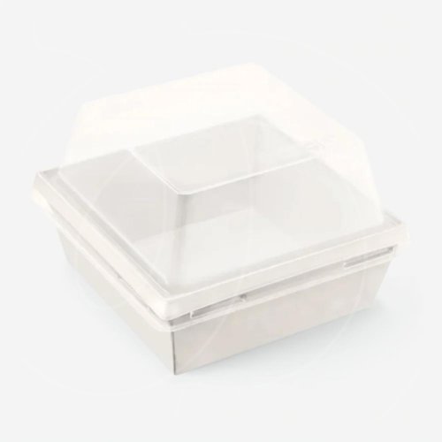 Коробка для бенто-торта и моти белая 15х15х9,5 см дно 13,5х13,5 см SMART PACK 800 W