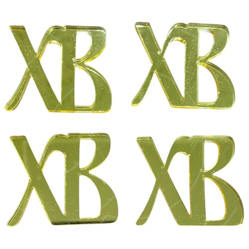 Набор топперов декоративных акриловых "ХВ" Золото 4х3,5 см 4 шт 