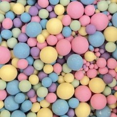 Посыпка кондитерская из дутого риса жемчуг матовый "Жёлто-голубо-розовый микс" 50 г 295м