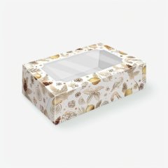 Коробка для зефира с окном "Золотой Новый Год" 25х15х7 см КУ-614