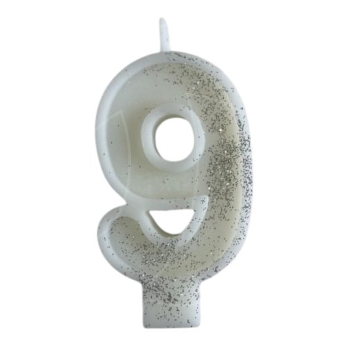 Свеча декоративная Цифра "9" Блёстки 