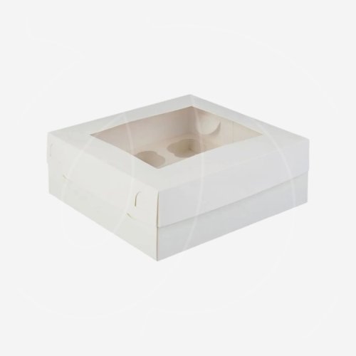Коробка на 9 капкейков с окном белая 25х25х10 см КУ-097,00059; 7904602