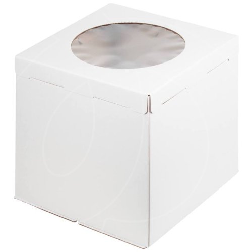 Коробка для торта с окном белая 42х42х45 см 